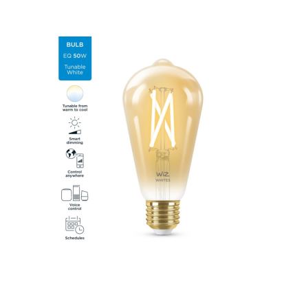 LED-pære dæmpbar VINTAGE FILAMENT ST64 E27/7W/230V 2000-5000K CRI 90 Wi-Fi - WiZ