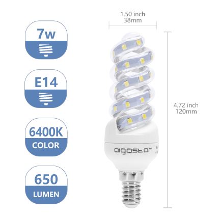 LED-pære E14/7W/230V 6500K - Aigostar