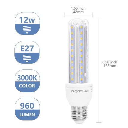 LED-pære E27/12W/230V 3000K - Aigostar