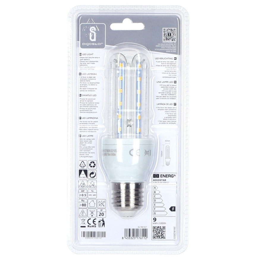 LED-pære E27/9W/230V 3000K - Aigostar