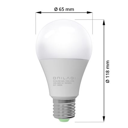 LED-pære ECOLINE A65 E27/15W/230V 3000K - Brilagi