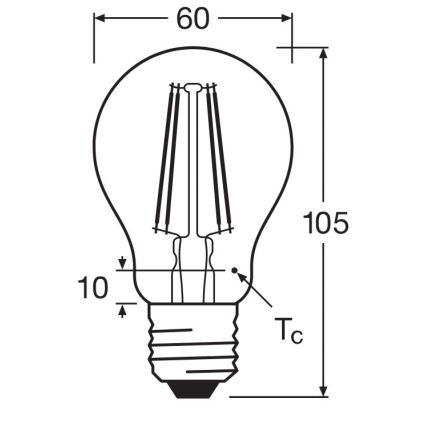 LED-pære FILAMENT A60 E27/6,5W/230V 2700K - Osram
