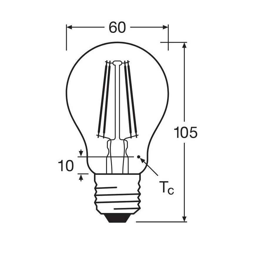 LED-pære FILAMENT A60 E27/6,5W/230V 2700K - Osram