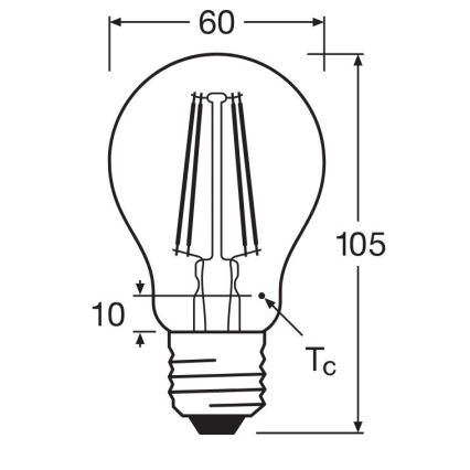 LED-pære FILAMENT A60 E27/6,5W/230V 4000K - Osram