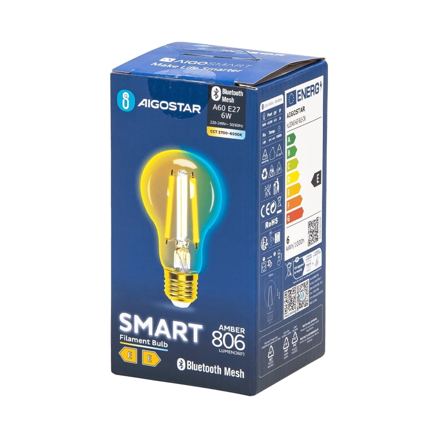 LED-pære dæmpbar FILAMENT MESH Smart A60 E27/6W/230V 2700-6500K - Aigostar