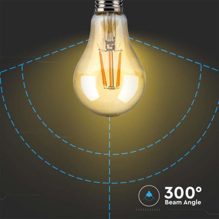 LED-pære FILAMENT AMBER A67 E27/10W/230V 2200K