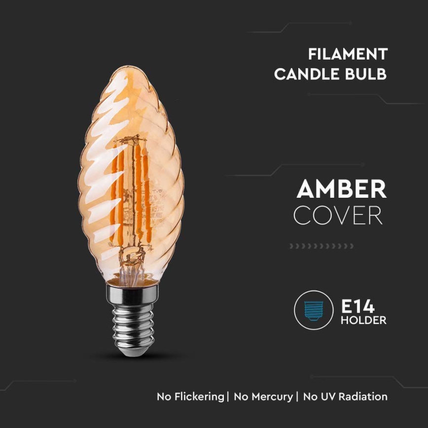 LED-pære FILAMENT AMBER E14/4W/230V 2200K