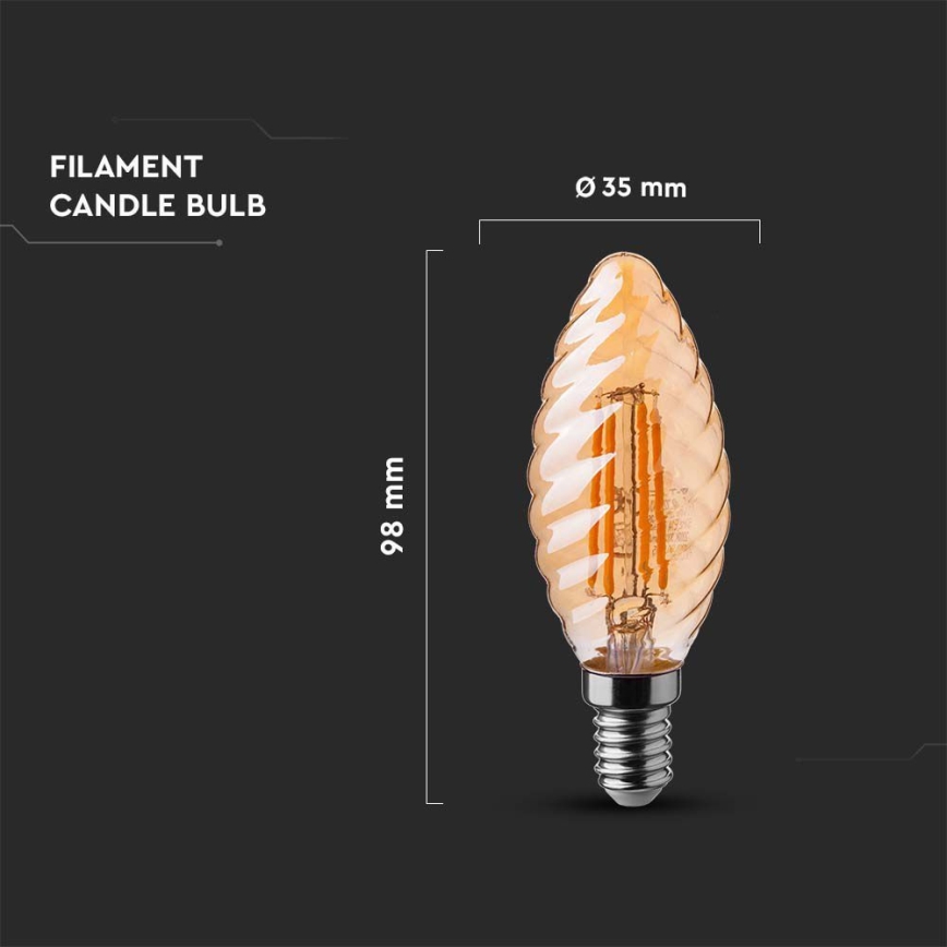 LED-pære FILAMENT AMBER E14/4W/230V 2200K