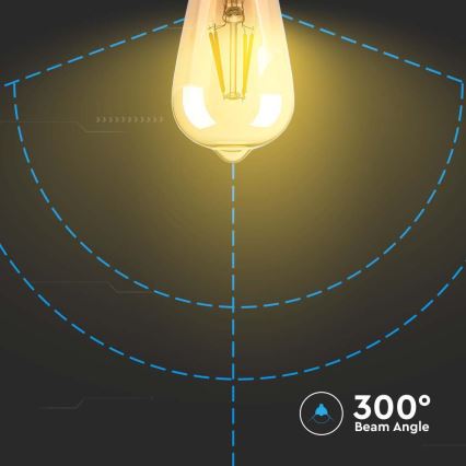 LED-pære FILAMENT AMBER ST64 E27/8W/230V 2200K