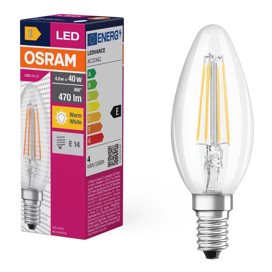 LED-pære FILAMENT B40 E14/4W/230V 2700K - Osram