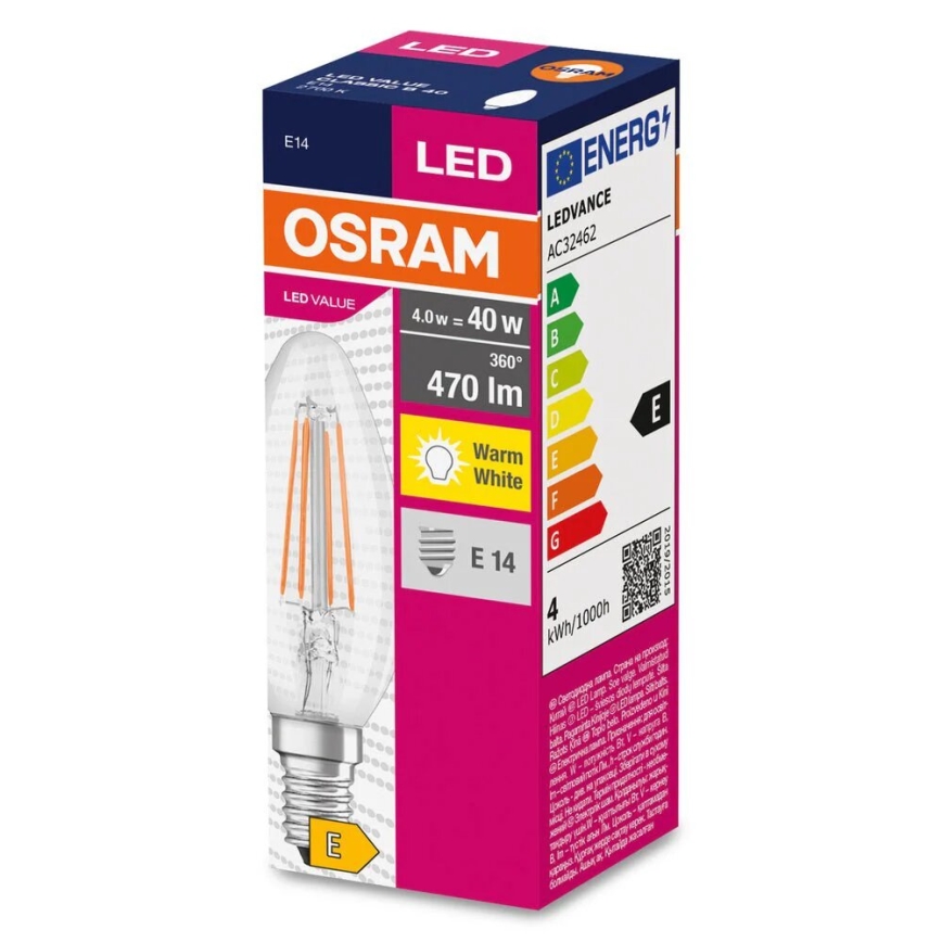 LED-pære FILAMENT B40 E14/4W/230V 2700K - Osram