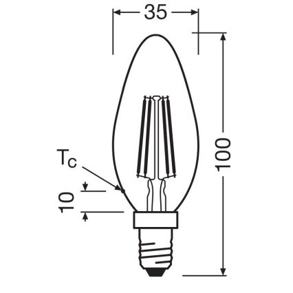 LED-pære FILAMENT B40 E14/4W/230V 2700K - Osram
