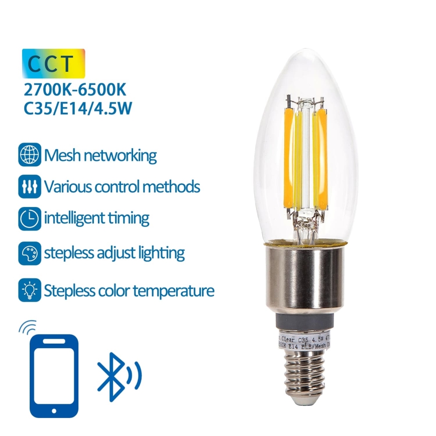 LED-pære dæmpbar FILAMENT MESH Smart C35 E14/4,5W/230V 2700-6500K - Aigostar