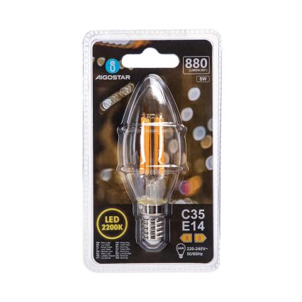 LED-pære FILAMENT C35 E14/8W/230V 2200K - Aigostar