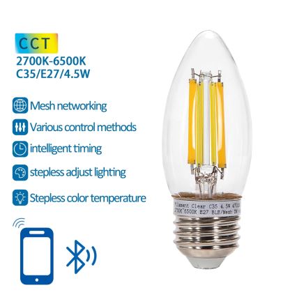 LED-pære FILAMENT C35 E27/4,5W/230V 2700-6500K - Aigostar