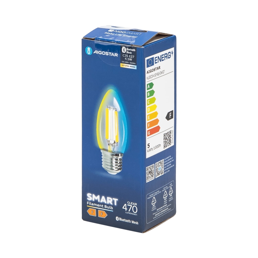 LED-pære dæmpbar FILAMENT MESH Smart C35 E27/4,5W/230V 2700-6500K - Aigostar