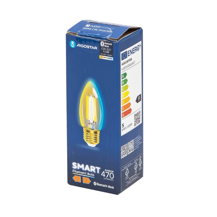 LED-pære dæmpbar FILAMENT MESH Smart C35 E27/4,5W/230V 2700-6500K - Aigostar