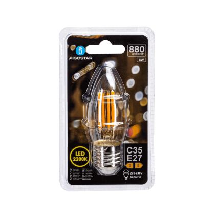 LED-pære FILAMENT C35 E27/8W/230V 2200K - Aigostar
