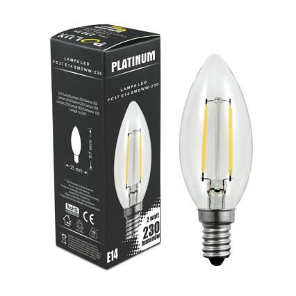 LED-pære FILAMENT C37 E14/2W/230V 3000K