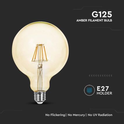 LED-pære FILAMENT G125 E27/12W/230V 2200K