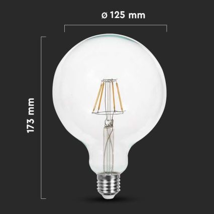 LED-pære FILAMENT G125 E27/12W/230V 3000K