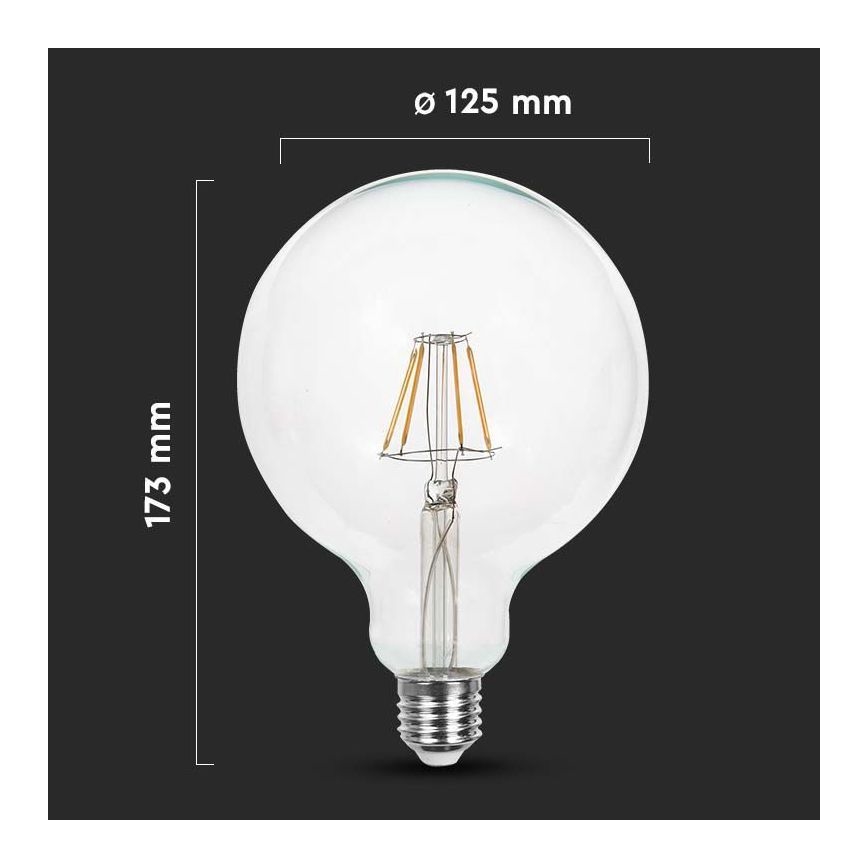 LED-pære FILAMENT G125 E27/12W/230V 3000K