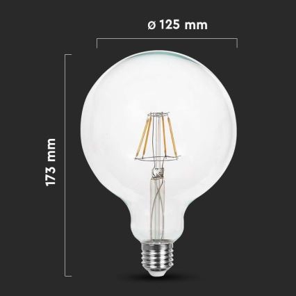 LED-pære FILAMENT G125 E27/12W/230V 6500K