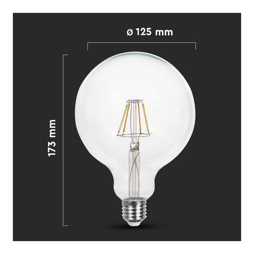 LED-pære FILAMENT G125 E27/12W/230V 6500K