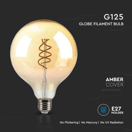LED-pære FILAMENT G125 E27/6W/230V 1800K