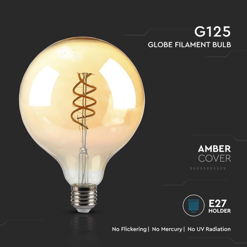 LED-pære FILAMENT G125 E27/6W/230V 1800K