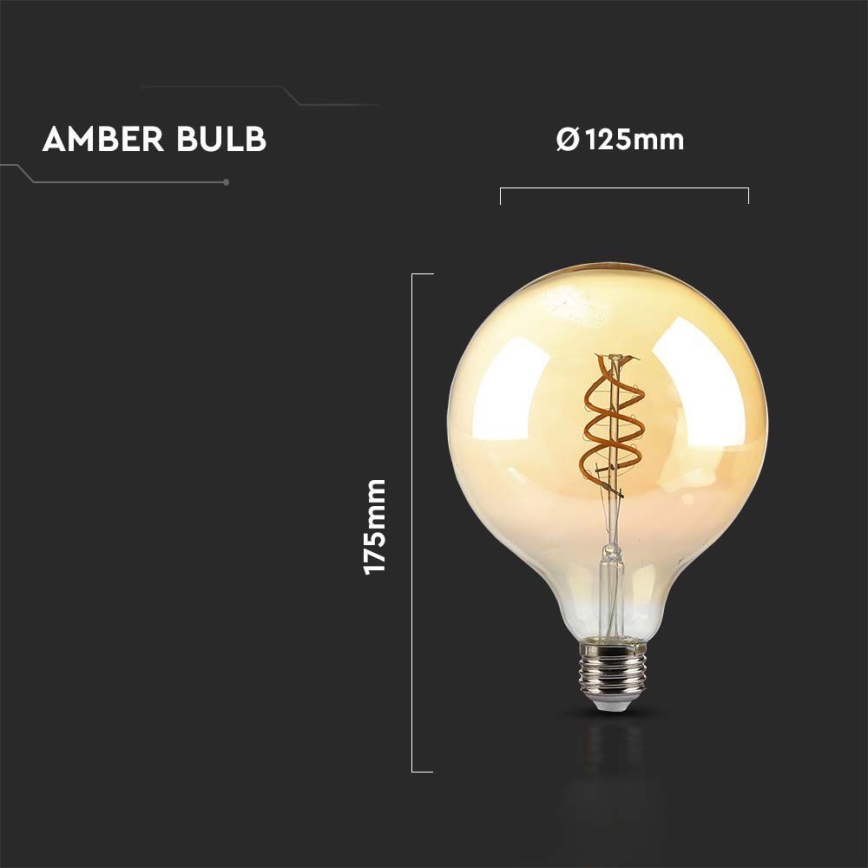 LED-pære FILAMENT G125 E27/6W/230V 1800K