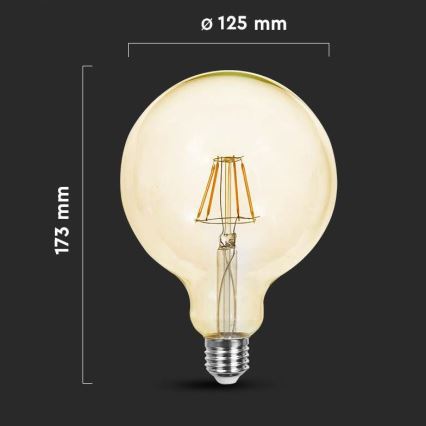 LED-pære FILAMENT G125 E27/6W/230V 2200K