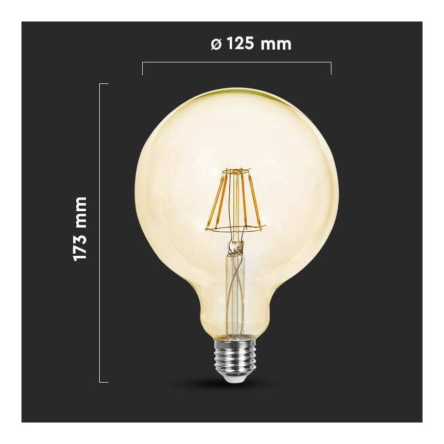 LED-pære FILAMENT G125 E27/6W/230V 2200K