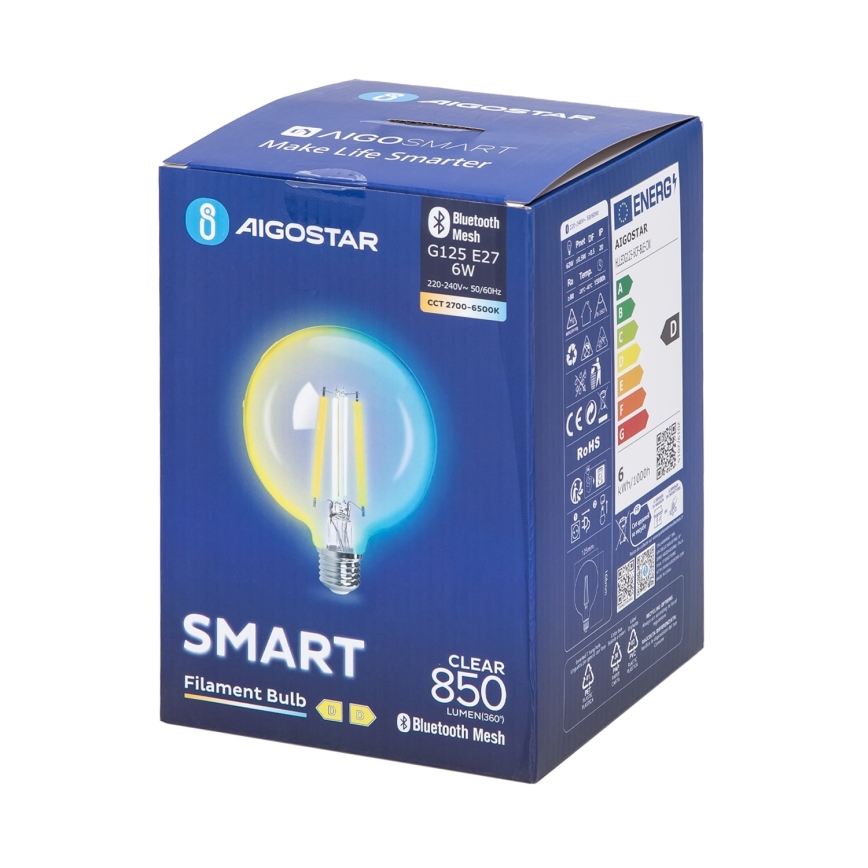 LED-pære dæmpbar FILAMENT MESH Smart G125 E27/6W/230V 2700-6500K - Aigostar