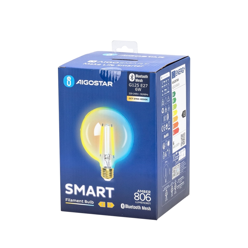 LED-pære dæmpbar FILAMENT MESH Smart G125 E27/6W/230V 2700-6500K - Aigostar