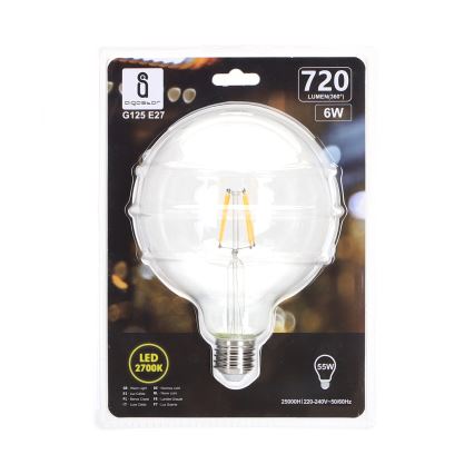 LED-pære FILAMENT G125 E27/6W/230V 2700K - Aigostar