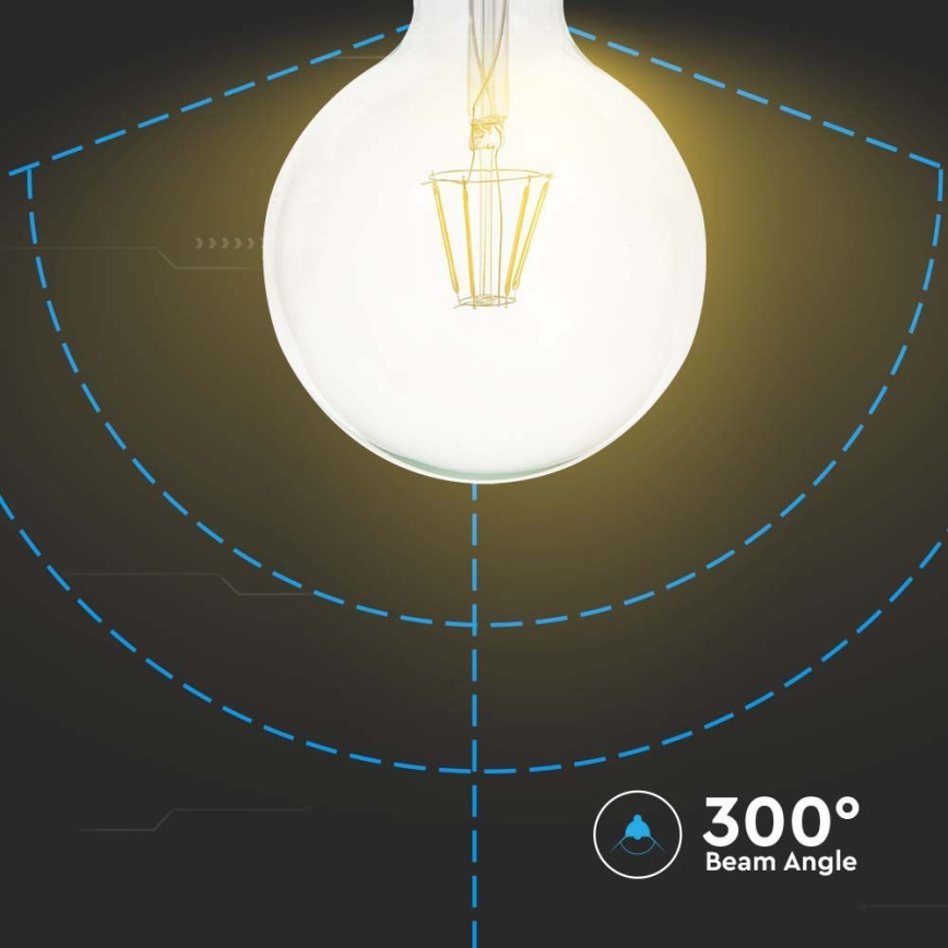 LED-pære FILAMENT G125 E27/6W/230V 3000K