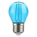 LED-pære FILAMENT G45 E27/2W/230V blå