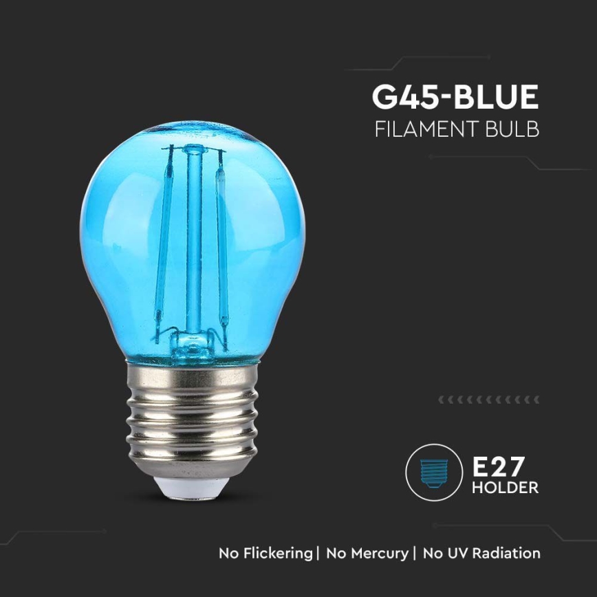 LED-pære FILAMENT G45 E27/2W/230V blå