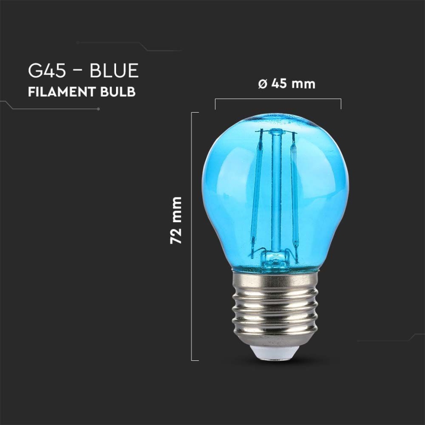 LED-pære FILAMENT G45 E27/2W/230V blå