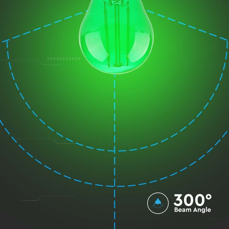 LED-pære FILAMENT G45 E27/2W/230V grøn