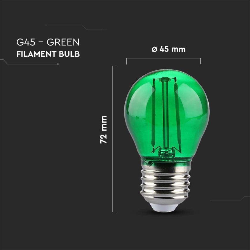 LED-pære FILAMENT G45 E27/2W/230V grøn