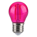 LED-pære FILAMENT G45 E27/2W/230V lyserød
