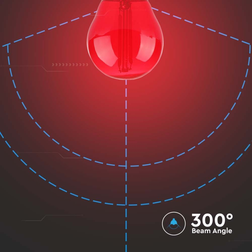 LED-pære FILAMENT G45 E27/2W/230V rød