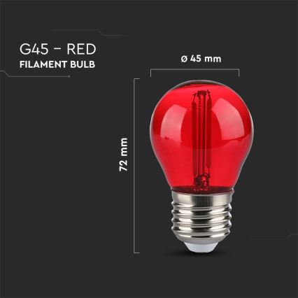 LED-pære FILAMENT G45 E27/2W/230V rød