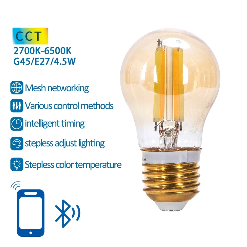 LED-pære dæmpbar FILAMENT MESH Smart G45 E27/4,5W/230V 2700-6500K - Aigostar