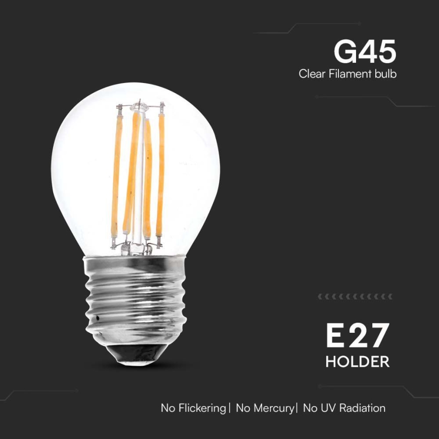 LED-pære FILAMENT G45 E27/6W/230V 4000K
