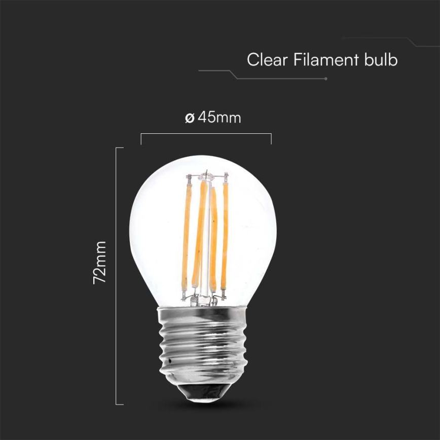 LED-pære FILAMENT G45 E27/6W/230V 4000K