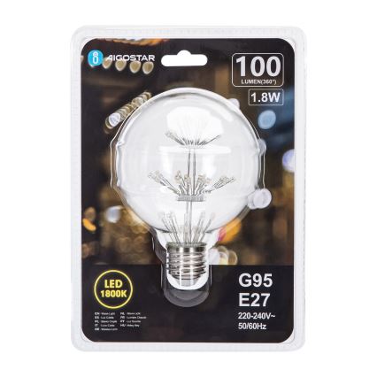 LED-pære FILAMENT G95 E27/1,8W/230V 1800K - Aigostar