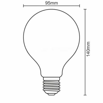 LED-pære WHITE FILAMENT G95 E27/13W/230V 3000K